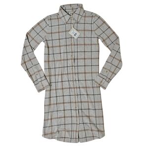 Faherty Legend Sweater Dress Women XXS Open Tundra Windowpane NWT 🍁🍂
